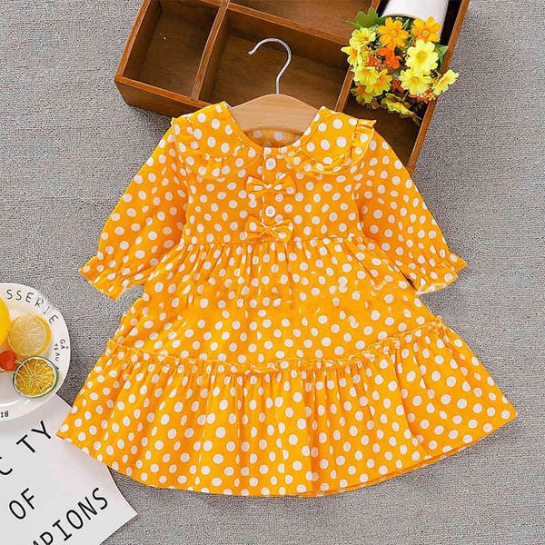 children clothes spring autumn girls cute lapel polka dot princess dress little girl casual 210515, Red;yellow
children clothes spring autumn girls cute lapel polka dot princess dress little girl casual 210515, Red;yellow