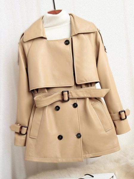 women's leather & faux sheepskin jacket women's mid-length 2021 fashionable chic wind waist slimming thin windbreaker, Black
women's leather & faux sheepskin jacket women's mid-length 2021 fashionable chic wind waist slimming thin windbreaker, Black
