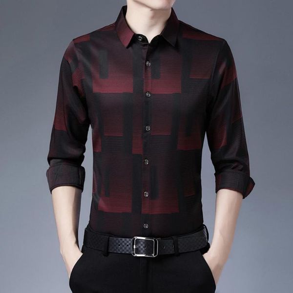 men's dress shirts great plaid fit print men autumn anti-wrinkle single-breasted, White;black
men's dress shirts great plaid fit print men autumn anti-wrinkle single-breasted, White;black