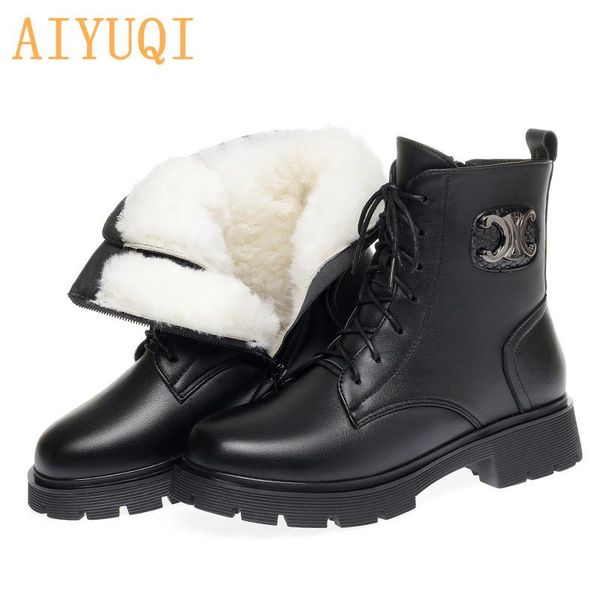 boots aiyuqi women's winter genuine leather 2021 warm women snow large size round head wool ankle, Black
boots aiyuqi women's winter genuine leather 2021 warm women snow large size round head wool ankle, Black