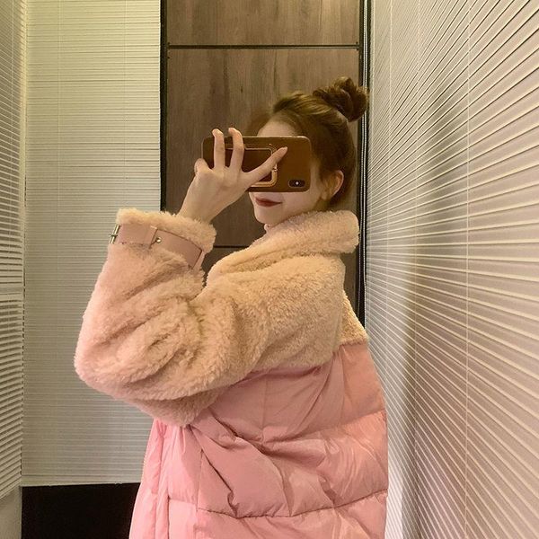 women's fur & faux women cotton clothing loose 2021 lambwool autumn winter jacket, Black
women's fur & faux women cotton clothing loose 2021 lambwool autumn winter jacket, Black