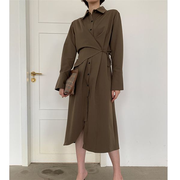 autumn fresh casual solid women elegant chic vintage waist-controlled all-match loose shirts dresses 210421, Black;gray
autumn fresh casual solid women elegant chic vintage waist-controlled all-match loose shirts dresses 210421, Black;gray