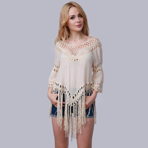 ladies cape cloak v-neck hook hollow irregular tassel shawl women summer beach women's swimwear, White;black
ladies cape cloak v-neck hook hollow irregular tassel shawl women summer beach women's swimwear, White;black