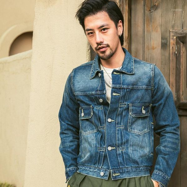 reproduction vv 101 denim jacket damaged selvedge jean washed blue men's jackets, Black;brown
reproduction vv 101 denim jacket damaged selvedge jean washed blue men's jackets, Black;brown