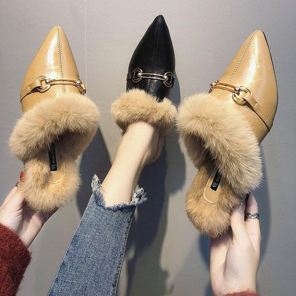 slippers outside casual flat with winter women fur fashion concise metal decoration shoes closed toe low mature slides, Black
slippers outside casual flat with winter women fur fashion concise metal decoration shoes closed toe low mature slides, Black