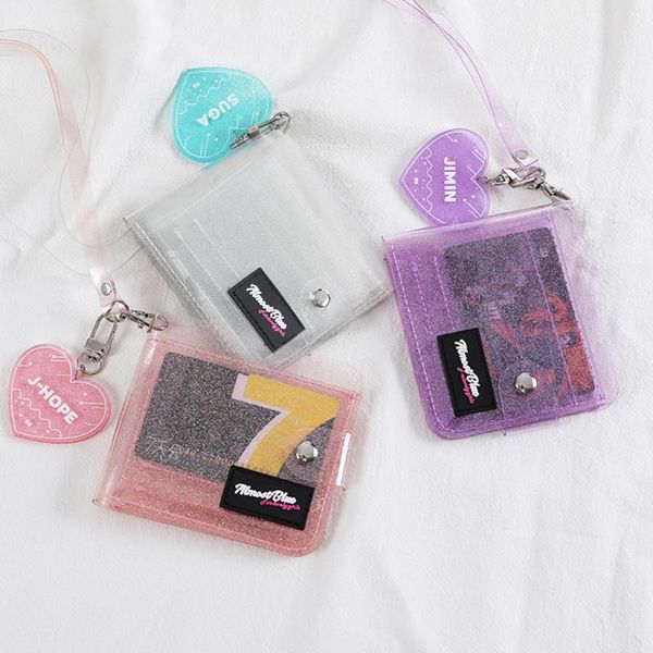 card holders transparent fashion purse women pvc clear short small glitter wallet solid color case bag holder no lanyard, Brown;gray
card holders transparent fashion purse women pvc clear short small glitter wallet solid color case bag holder no lanyard, Brown;gray