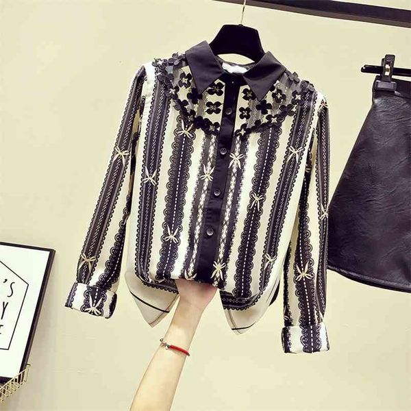 spring autumn women's blouse korean style lace stitching striped chiffon shirt loose long sleeve casual female gx481 210507, White
spring autumn women's blouse korean style lace stitching striped chiffon shirt loose long sleeve casual female gx481 210507, White