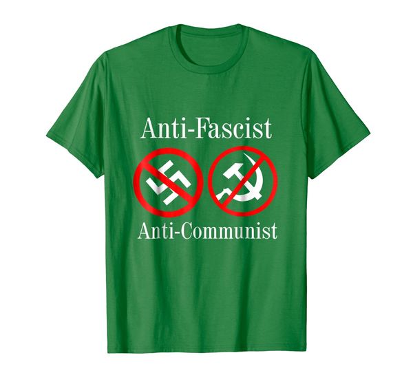 anti-fascist anti-communist t-shirt, White;black