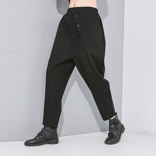 pants trousers early spring 2021 button decoration elastic waist harem personalized large street 19-6649, Black;white
pants trousers early spring 2021 button decoration elastic waist harem personalized large street 19-6649, Black;white