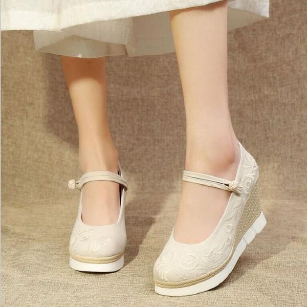 dress shoes spring autumn china style retro wedges embroider shallow platform buckle strap cotton fabric women pumps ladies casual, Black
dress shoes spring autumn china style retro wedges embroider shallow platform buckle strap cotton fabric women pumps ladies casual, Black