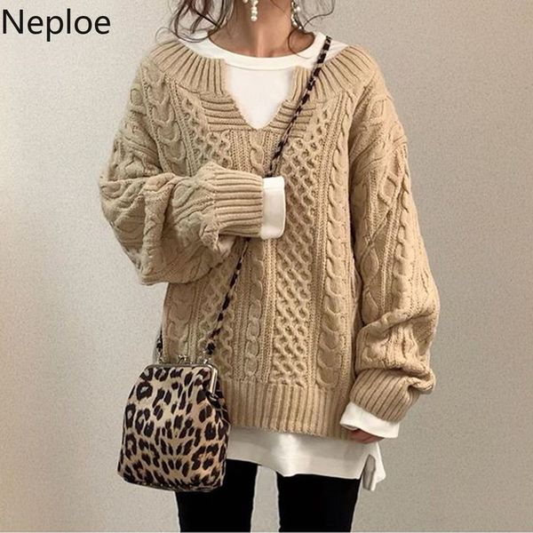 neploe korean casual sweaters women oversized outwear knitted pullovers new arrival jumper v-neck solid color sueter coat 210422, White;black
neploe korean casual sweaters women oversized outwear knitted pullovers new arrival jumper v-neck solid color sueter coat 210422, White;black