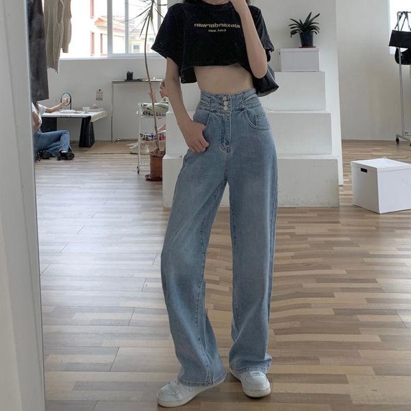high-waisted women jeans vintage pants straight leg loose mom denim fashion trousers streetwear women's, Blue
high-waisted women jeans vintage pants straight leg loose mom denim fashion trousers streetwear women's, Blue