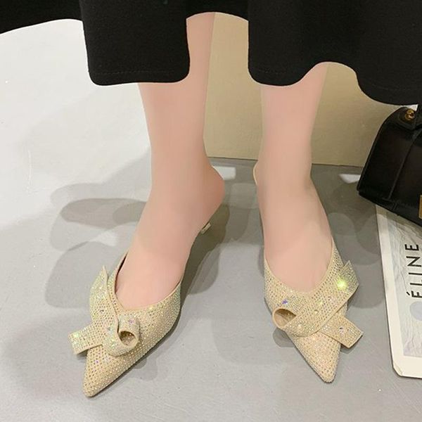 rimocy colour crystal bowtie slippers women pointed toe thin heels slides woman shining fashion party high shoes, Black
rimocy colour crystal bowtie slippers women pointed toe thin heels slides woman shining fashion party high shoes, Black