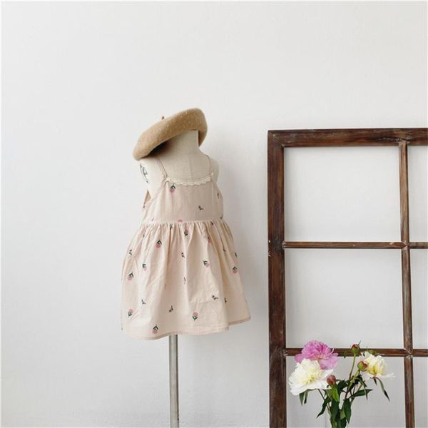 girl's dresses beige floral dress toddler girls suspender shirt cotton lace infant kids for costumes clothing set children, Red;yellow
girl's dresses beige floral dress toddler girls suspender shirt cotton lace infant kids for costumes clothing set children, Red;yellow