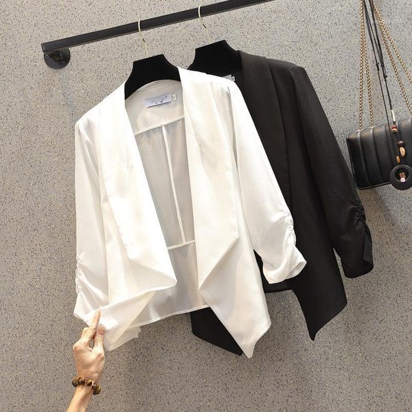 no buckle plus size summer blazer women 2021 fashion korean slim suit jacket sunscreen cardigan female shirt coat zh810 women's suits &, White;black
no buckle plus size summer blazer women 2021 fashion korean slim suit jacket sunscreen cardigan female shirt coat zh810 women's suits &, White;black