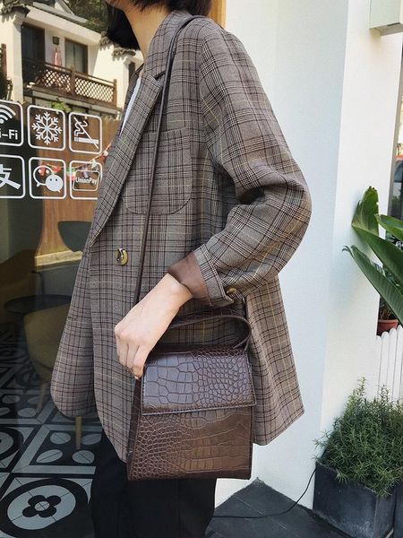 women's suits & blazers daily apparel female 2021 fashion casual long sleeve jacket vintage plaid suit collar double breasted blazer fo, White;black
women's suits & blazers daily apparel female 2021 fashion casual long sleeve jacket vintage plaid suit collar double breasted blazer fo, White;black