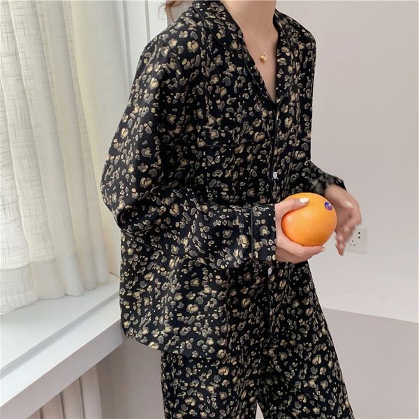 women's sleepwear leopard print long sleeve cardigan for home wear two piece set spring autumn pajamas women lapel fashion female, Black;red
women's sleepwear leopard print long sleeve cardigan for home wear two piece set spring autumn pajamas women lapel fashion female, Black;red