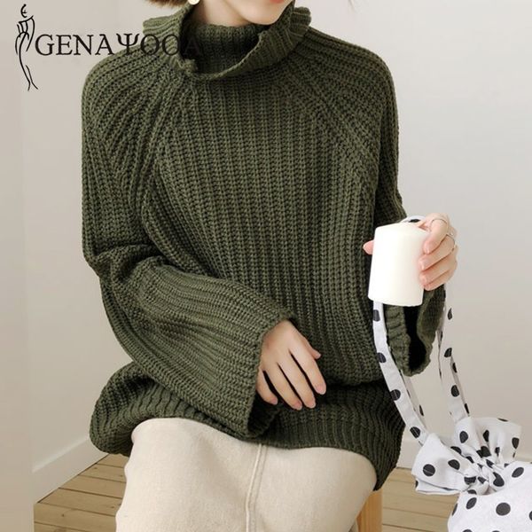genayooa autumn winter casual women loose sweaters solid long sleeve turtleneck sweater pullover black knit jumper ladies chic 210417, White;black
genayooa autumn winter casual women loose sweaters solid long sleeve turtleneck sweater pullover black knit jumper ladies chic 210417, White;black