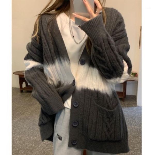 women's knits & tees tie-dye striped sweater coat autumn and winter loose mid-length fashion warm knitted cardigan, White
women's knits & tees tie-dye striped sweater coat autumn and winter loose mid-length fashion warm knitted cardigan, White