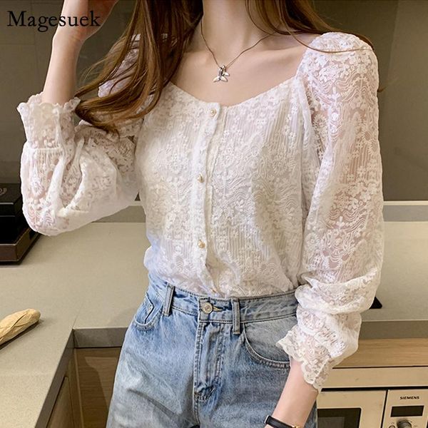women's blouses & shirts korean square collar women blouse 2021 spring crochet lace embroidery floral all-match long sleeve shirt fema, White
women's blouses & shirts korean square collar women blouse 2021 spring crochet lace embroidery floral all-match long sleeve shirt fema, White