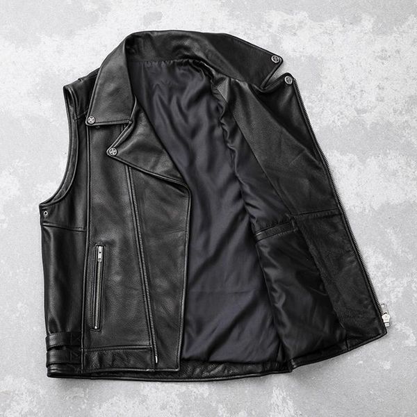 men's vests 2021 black men slim fit motorcycle plus size xxxxxl genuine cowhide spring short biker's leather vest, Black;white
men's vests 2021 black men slim fit motorcycle plus size xxxxxl genuine cowhide spring short biker's leather vest, Black;white