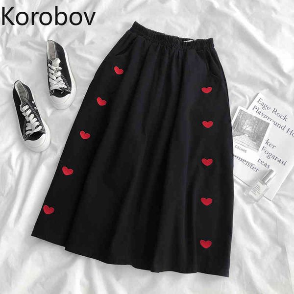 korobov women mini skirts korean love embroidery a-line skirt vintage high waist elegant skirts new summer faldas mujer 210430, Black
korobov women mini skirts korean love embroidery a-line skirt vintage high waist elegant skirts new summer faldas mujer 210430, Black