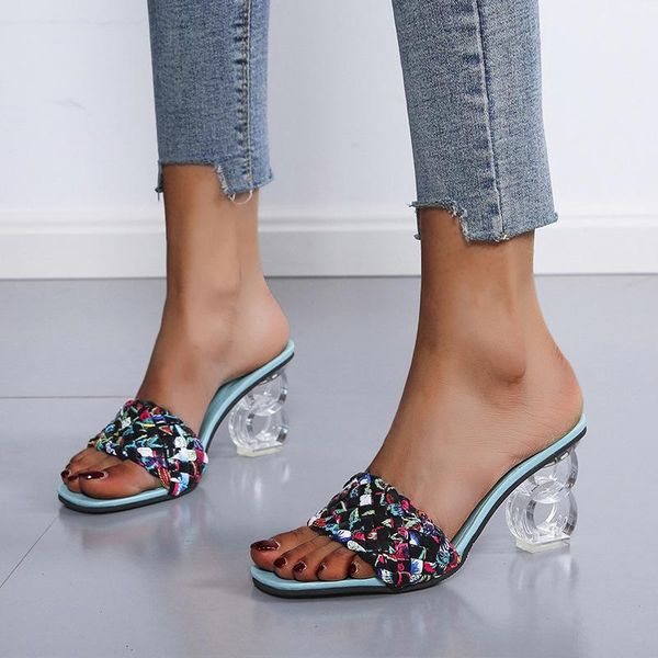 slippers 2021 summer british style thick with square toe color matching word fashion female woven high heels, Black
slippers 2021 summer british style thick with square toe color matching word fashion female woven high heels, Black