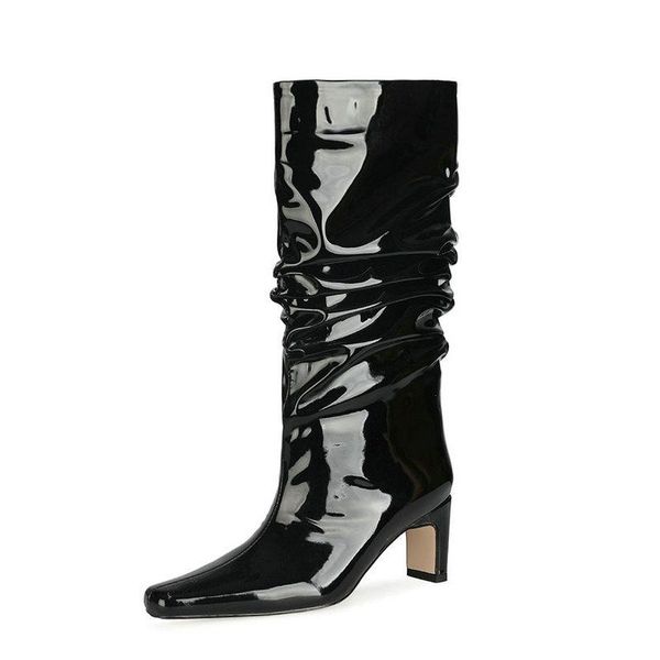 boots black patent leather women knee high retro square toe pleated long ladies low heel autumn winter woman shoes
boots black patent leather women knee high retro square toe pleated long ladies low heel autumn winter woman shoes
