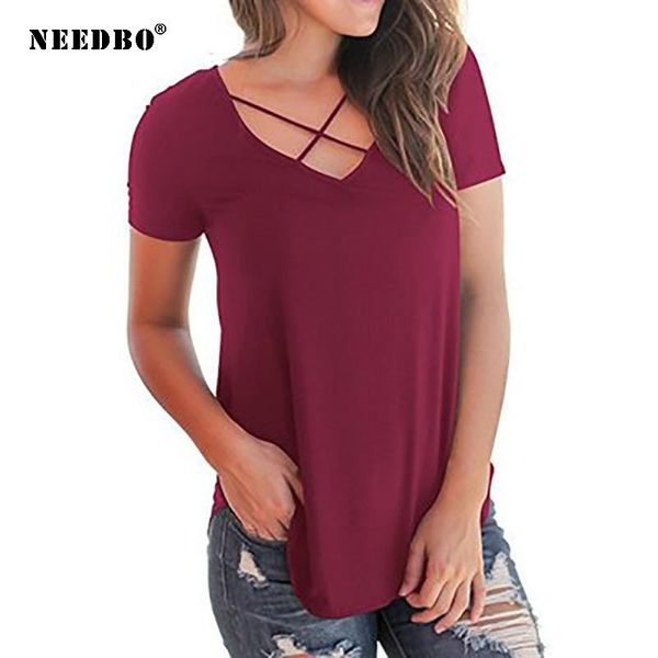 women's t-shirt needbo v neck t shirt women summer fashion loose casual plus size short sleeve cross lady streetwear 2021, White
women's t-shirt needbo v neck t shirt women summer fashion loose casual plus size short sleeve cross lady streetwear 2021, White