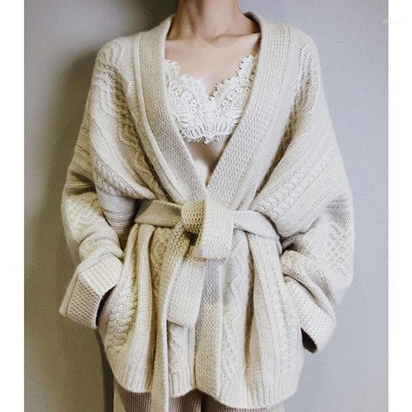 cashmere sweater, knitted cardigan, women's loose belt large autumn and winter wool coat, thick coat fashion1, White;black
cashmere sweater, knitted cardigan, women's loose belt large autumn and winter wool coat, thick coat fashion1, White;black