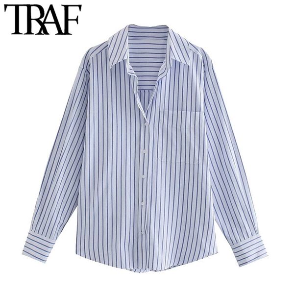 traf women fashion office wear striped loose blouses vintage long sleeve pockets female shirts chic 210415, White
traf women fashion office wear striped loose blouses vintage long sleeve pockets female shirts chic 210415, White