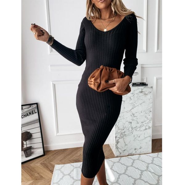 women skinny dress deep v neck long sleeve bodycon knitted autumn winter ribbed elegant wrap clubwear dresses casual, Black;gray
women skinny dress deep v neck long sleeve bodycon knitted autumn winter ribbed elegant wrap clubwear dresses casual, Black;gray