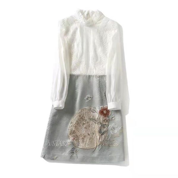 casual dresses european and american women's clothing winter 2022 long sleeve stand collar lace stitching fashion floral jacquard dress, Black;gray
casual dresses european and american women's clothing winter 2022 long sleeve stand collar lace stitching fashion floral jacquard dress, Black;gray