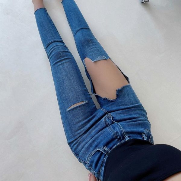 women's jeans tvvovvin big hole women tight skinny hip high waist slim pencil pants trousers korean sweet girl female 83m, Blue
women's jeans tvvovvin big hole women tight skinny hip high waist slim pencil pants trousers korean sweet girl female 83m, Blue