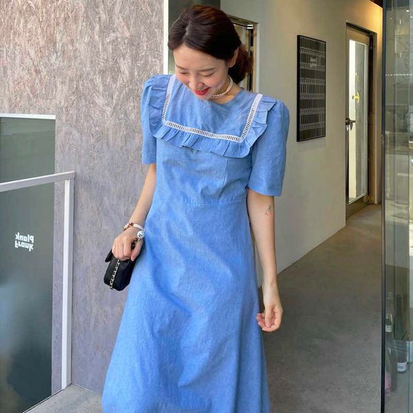 korejpaa women dress summer korean chic ladies gentle haze blue round neck stitching hollow wood ear high waist vestidos 210526, Black;gray
korejpaa women dress summer korean chic ladies gentle haze blue round neck stitching hollow wood ear high waist vestidos 210526, Black;gray