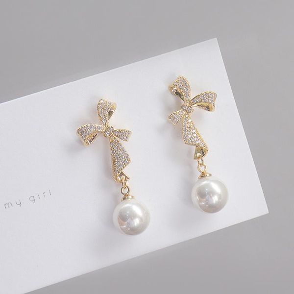 stud korean simple charm bowknot earring for women 14k real gold exquisite zirconia pearl earrings wedding jewelry pendant, Golden;silver
stud korean simple charm bowknot earring for women 14k real gold exquisite zirconia pearl earrings wedding jewelry pendant, Golden;silver