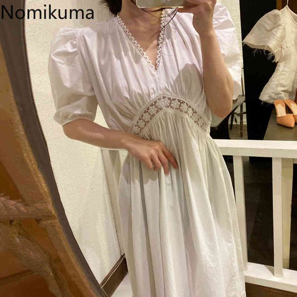 nomikuma lace hollow-out patchwork women dress puff short sleeve v-neck dresses high waist a-line korean elegant vestidos 6g388 210427, Black;gray
nomikuma lace hollow-out patchwork women dress puff short sleeve v-neck dresses high waist a-line korean elegant vestidos 6g388 210427, Black;gray