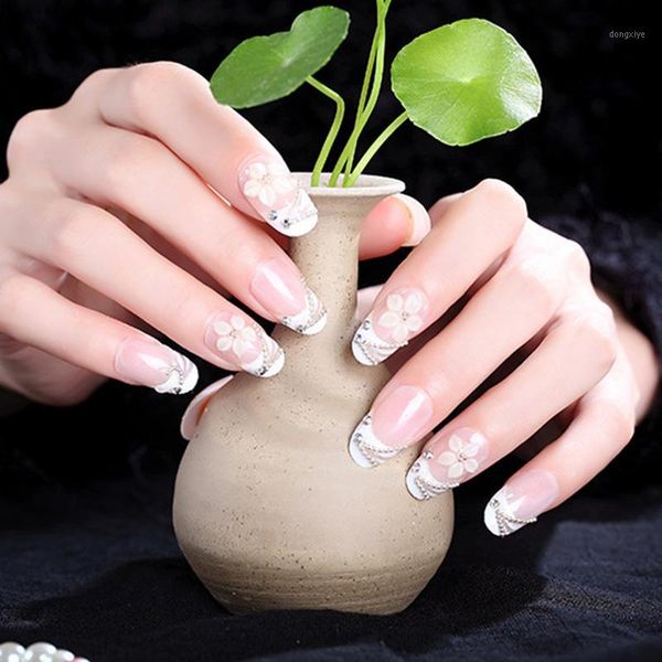 24pcs bride fake nails nail art stickers medium length for women lady pography wedding cj6661, Black
24pcs bride fake nails nail art stickers medium length for women lady pography wedding cj6661, Black
