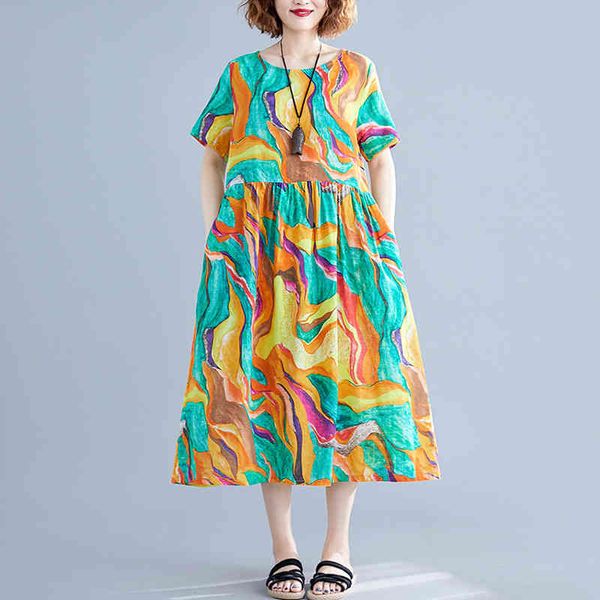 johnature summer dress print women clothes casual pockets o-neck loose short sleeve concise leisure ladies dresses 210521, Black;gray
johnature summer dress print women clothes casual pockets o-neck loose short sleeve concise leisure ladies dresses 210521, Black;gray