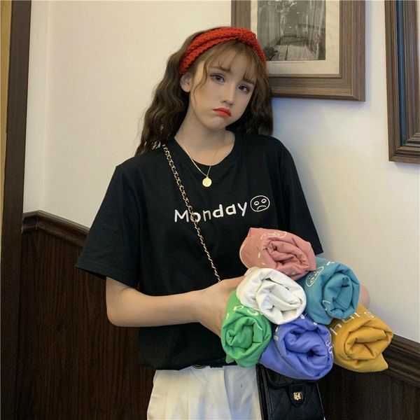 women's t-shirt personality week letter women tees casual loose short o-neck ladies 2021 summer korean purple harajuku clothing, White
women's t-shirt personality week letter women tees casual loose short o-neck ladies 2021 summer korean purple harajuku clothing, White