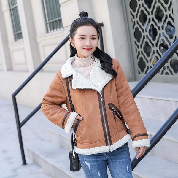 women's jackets nice winter fake fur locomotive deerskin lapels jacket female short loose j11131, Black;brown
women's jackets nice winter fake fur locomotive deerskin lapels jacket female short loose j11131, Black;brown