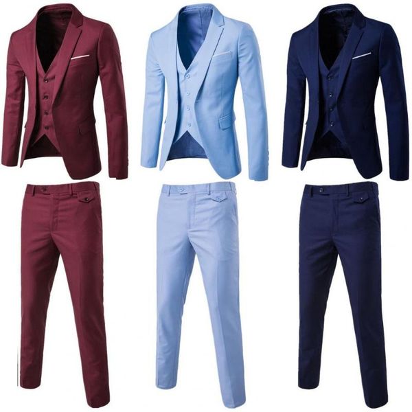 men's suits & blazers formal suit solid color stylish single-breasted korean style blazer zipper pants, White;black
men's suits & blazers formal suit solid color stylish single-breasted korean style blazer zipper pants, White;black