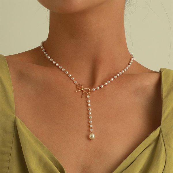 chains classic trendy bowknot pearl tassel pendant female alloy necklace fashion simple light luxury all-match accessories, Silver
chains classic trendy bowknot pearl tassel pendant female alloy necklace fashion simple light luxury all-match accessories, Silver