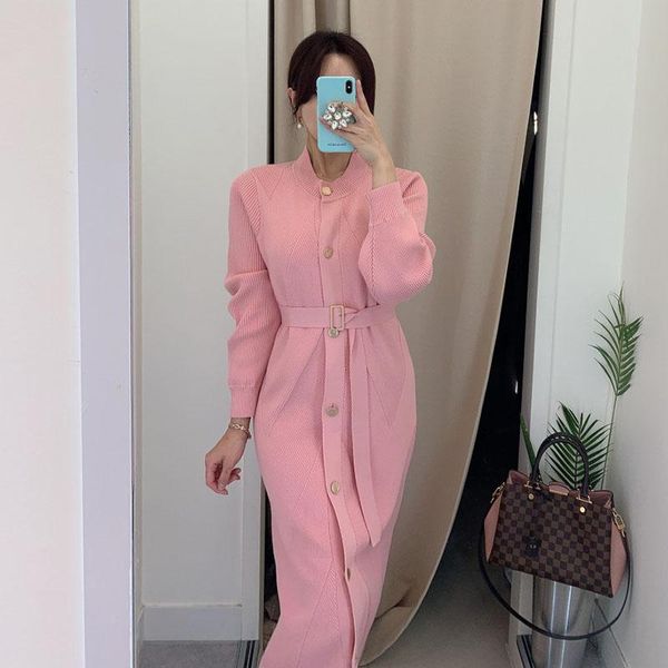 casual dresses women autumn chic sashes slim waist winter elegant single breasted femme vestidos solid color knitted dress female, Black;gray
casual dresses women autumn chic sashes slim waist winter elegant single breasted femme vestidos solid color knitted dress female, Black;gray