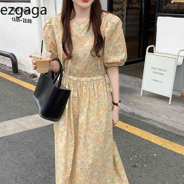 ezgaga vintage floral midi dress women o neck puff short sleeve summer new korean fashion slim waist loose lace-up chic 210430, Black;gray
ezgaga vintage floral midi dress women o neck puff short sleeve summer new korean fashion slim waist loose lace-up chic 210430, Black;gray