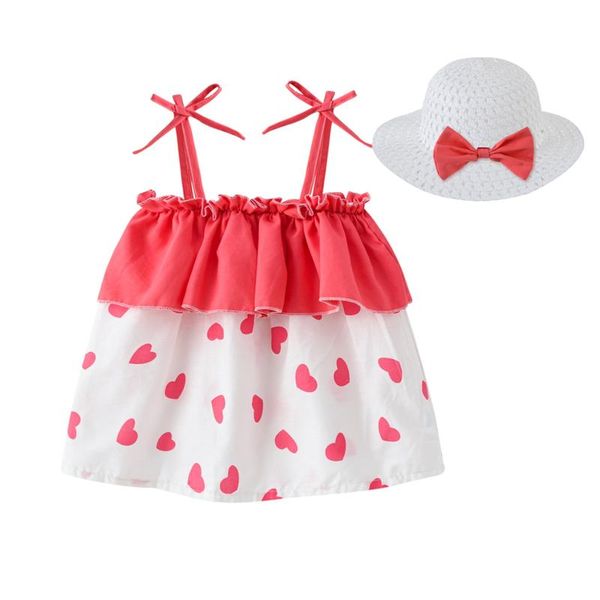 girl's dresses summer kids baby girl sleeveless dress toddler cute print suspender skirt princess dress+hat, Red;yellow
girl's dresses summer kids baby girl sleeveless dress toddler cute print suspender skirt princess dress+hat, Red;yellow