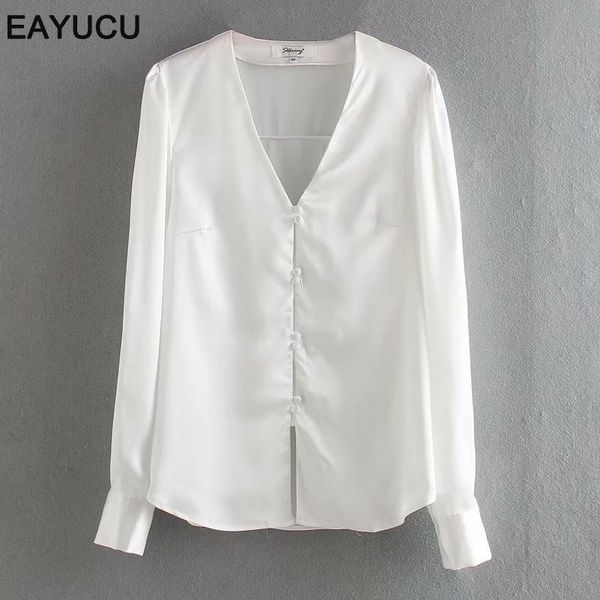 women's blouses & shirts eayucu elegant black white satin silk office lady blouse shirt women 2021 spring summer v neck buttons et022
women's blouses & shirts eayucu elegant black white satin silk office lady blouse shirt women 2021 spring summer v neck buttons et022
