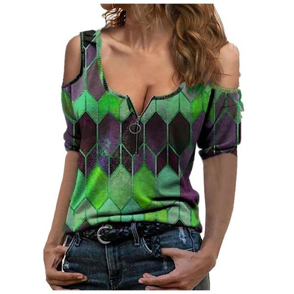 women's blouses & shirts tshirt women 2022 casual plaid print short sleeve v-neck zipper off shoulder tee shirt femme camisetas, White
women's blouses & shirts tshirt women 2022 casual plaid print short sleeve v-neck zipper off shoulder tee shirt femme camisetas, White