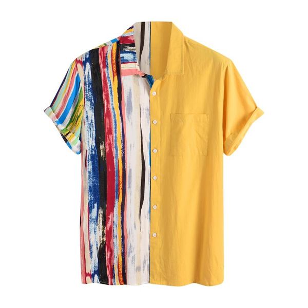 men's casual shirts fashion patchwork striped print buttons turn-down collar shirt summer hawaiian for men loose mens clothing, White;black
men's casual shirts fashion patchwork striped print buttons turn-down collar shirt summer hawaiian for men loose mens clothing, White;black