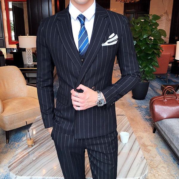 men's suits & blazers spot simple striped suit two buttons gentleman mature three-piece jacket, White;black
men's suits & blazers spot simple striped suit two buttons gentleman mature three-piece jacket, White;black